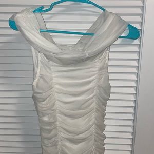 White off the sleeve stretchy dress